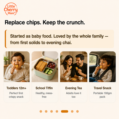 Littlecherrymom Whole Wheat Khakhra Combo — Crispy Baked Snack for Kids & Families | 5 Flavours | No Maida, Not Fried