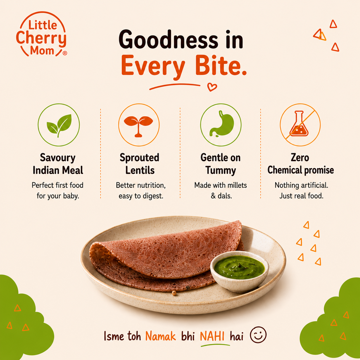 Littlecherrymom Beetroot Kodo Millet Instant Dosa/Idli Mix — Instant Millet Breakfast Mix for Kids & Families | No Maida | No Salt | Ready in 10 Minutes