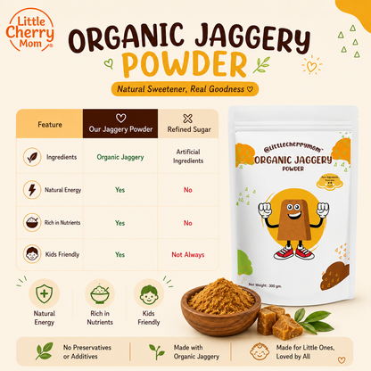 Littlecherrymom Organic Jaggery Powder 300g — Traditional Unrefined Sweetener for Kids & Families | Natural Sugar Alternative