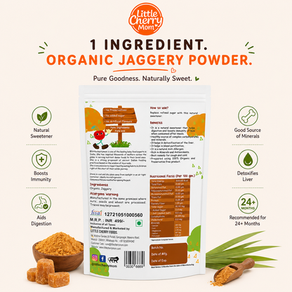 Littlecherrymom Organic Jaggery Powder 300g — Traditional Unrefined Sweetener for Kids & Families | Natural Sugar Alternative