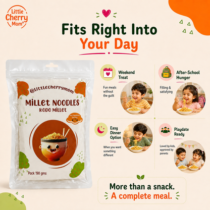 Littlecherrymom Kodo Millet Instant Noodles — Healthy Instant Millet Noodles for Kids & Families | No Maida | No Palm Oil