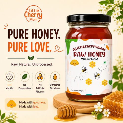 Littlecherrymom Raw Honey Multiflora (500g) — Natural & Unfiltered Honey for Kids & Families | No Added Sugar
