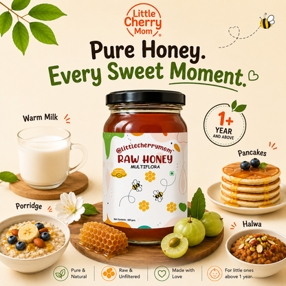 Littlecherrymom Raw Honey Multiflora (500g) — Natural & Unfiltered Honey for Kids & Families | No Added Sugar