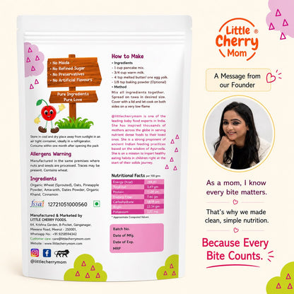 Littlecherrymom Wheat Amaranth Pineapple Pancake Mix — Healthy Pancake Mix for Kids | Made with Sprouted Wheat & Real Pineapple