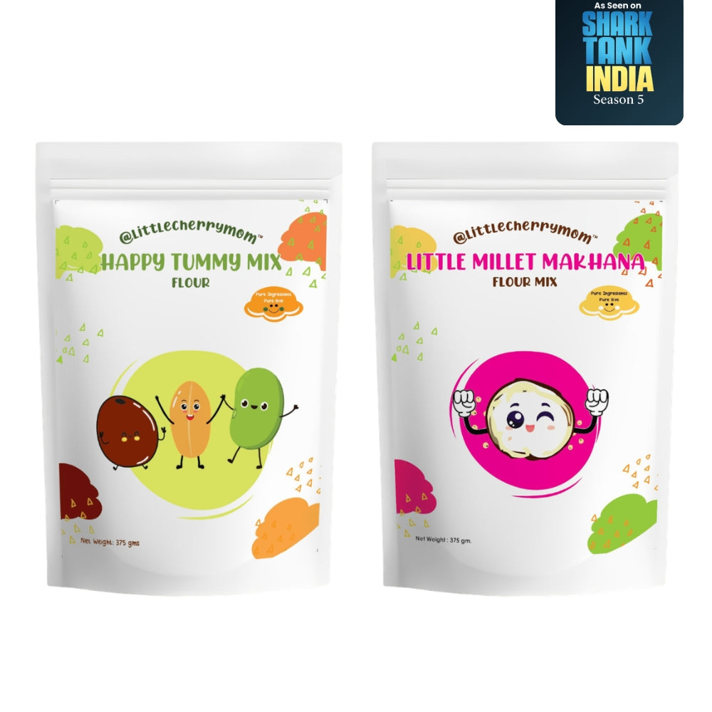 Littlecherrymom  Happy Tummy Combo - (Happy Tummy Mix, Little Millet Makhana) 375g each